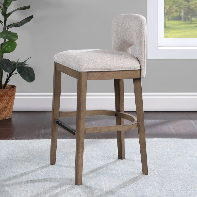 Upholstered Counter Stool with Solid Wood Frame, Bar Stool 30" Seat Height
