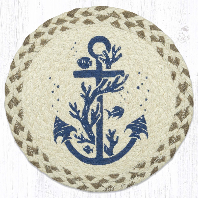 Protège-table rond en jute imprimé ancre 10 po