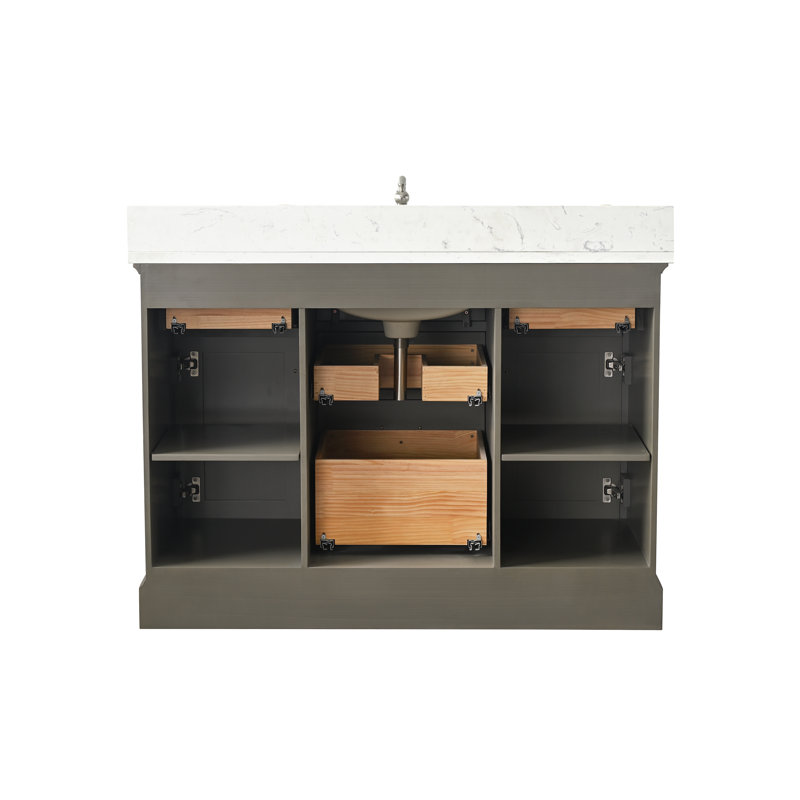 Ensemble de meuble-lavabo simple 48 po Currahee, Gris argenté / nickel brossé