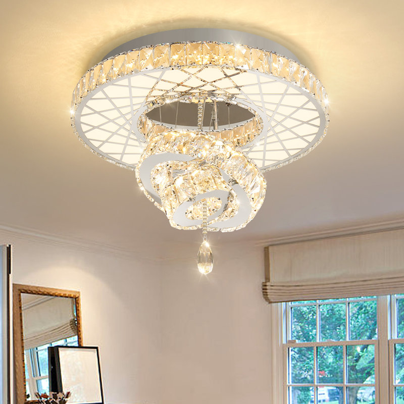 Elegant Remote Dimmable Crystal Chandelier, Silver