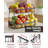 2-Tier Fruit Basket for Kitchen Counter - 13.4"×8.7"×11.7" Black Rustproof Holder with Removable Banana Hanger & Handles, for Living Room/Bathroom
