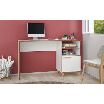 Bureau d'écriture Mid-Century moderne de 53 po avec 3 tablettes Minetta