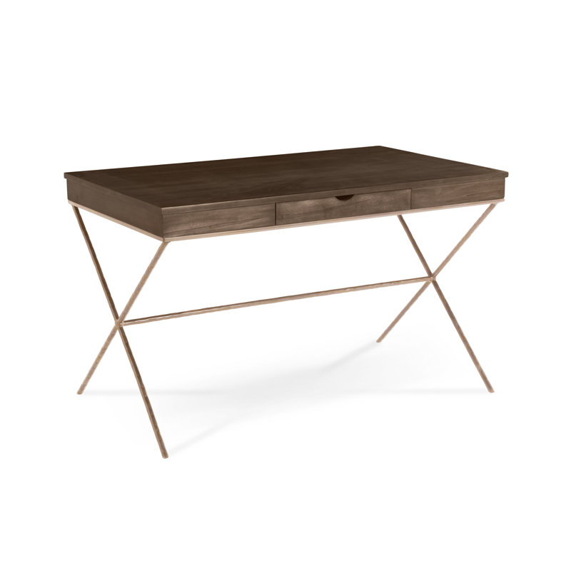 Bureau debout en bois massif Abbott, Argent antique, Brentwood