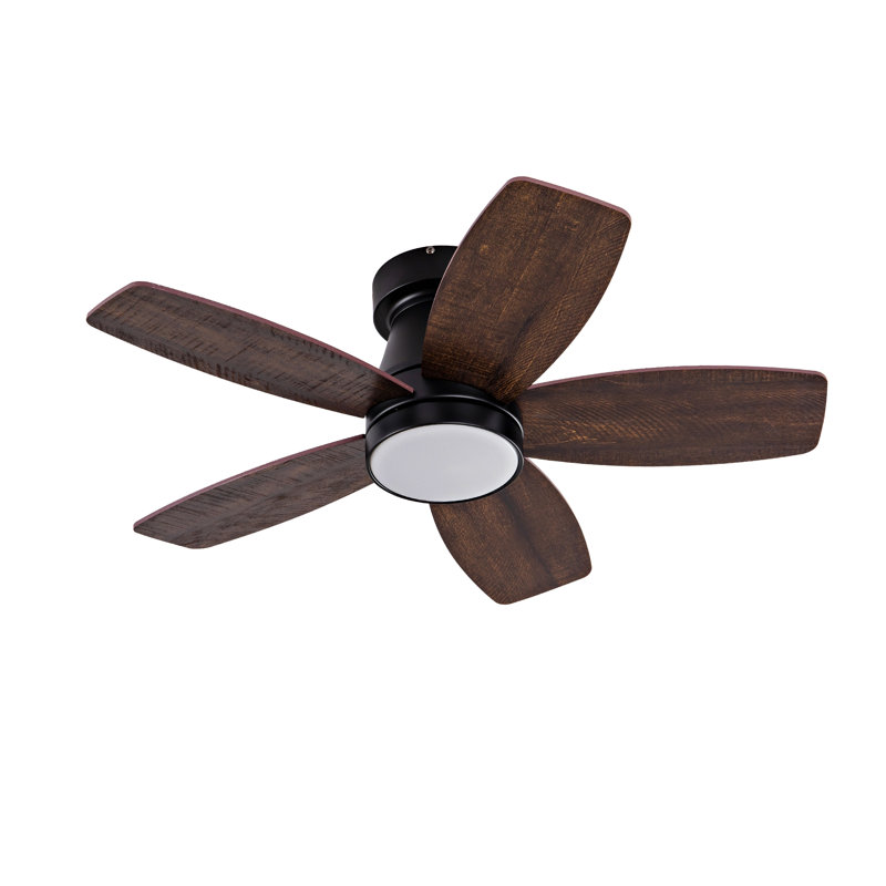 Hot Ventilateur de plafond noir moderne de 32 pouces avec lumière et 3 pales en bois massif avec moteur à courant continu réversible et télécommande