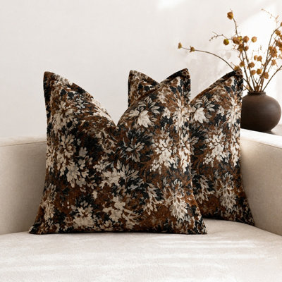 Housses de coussin Vintage Floral Vintage 18 x 18 pouces Boho Farmhouse Chenille