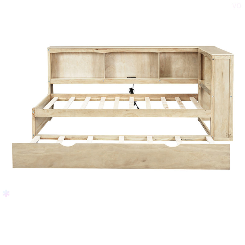 Twin Size Daybed With Trundle, Storage Cabinets And USB Ports, Wood