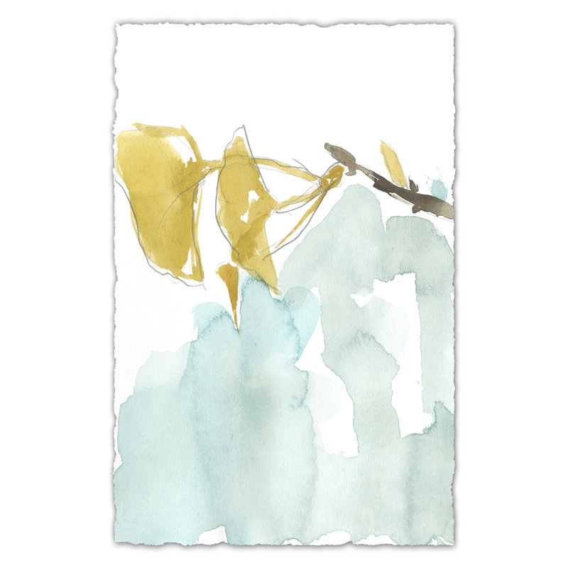 Ginkgo On Dusty Teal I by Jennifer Goldberger - Wrapped Canvas Art Prints, 46cm H x 30cm W