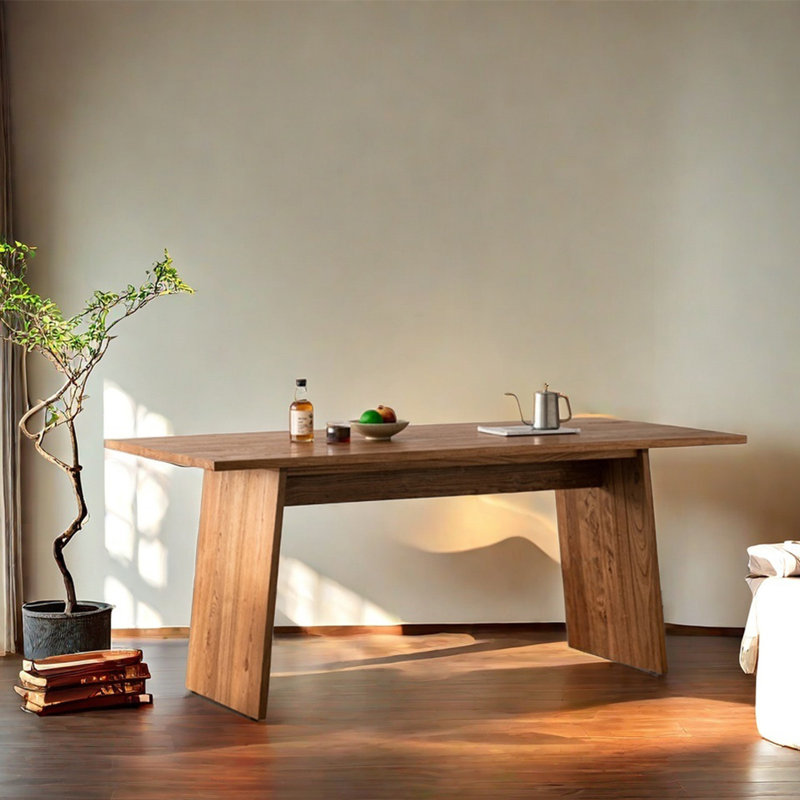 Table de salle à manger rétro en orme, H 29,52 po x L 70,86 po x l 31,49 po, Brun