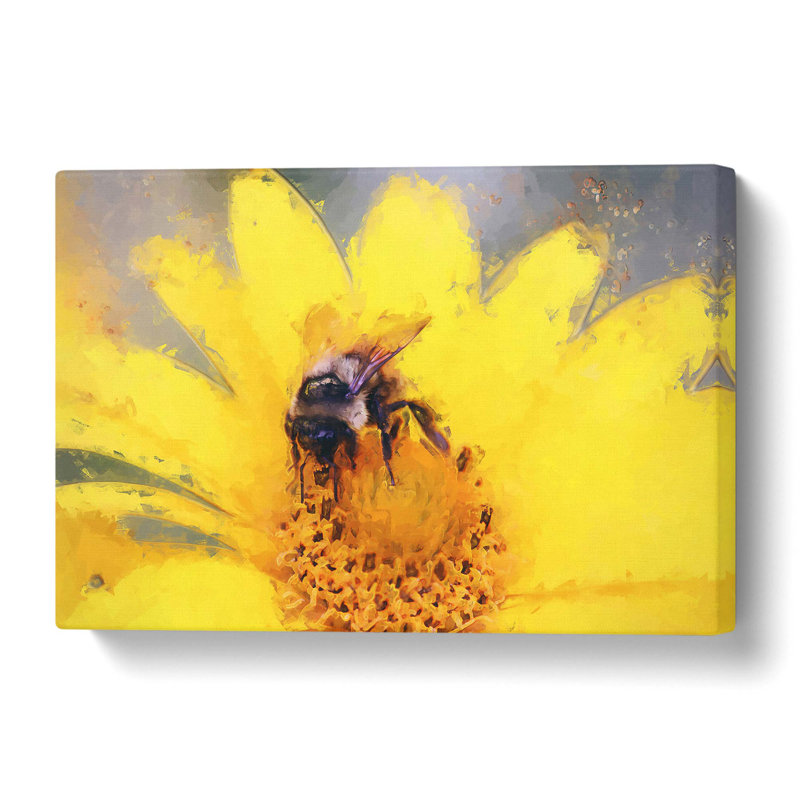 Bee Collecting Pollen in Abstract - Wall Art, 91.4 cm H x 61 cm W x 3 cm D, Wrapped Canvas