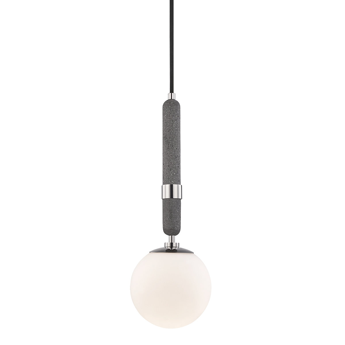 Harley Single Light Glass Pendant, Polished Nickel, 20" H x 7" W x 7" D