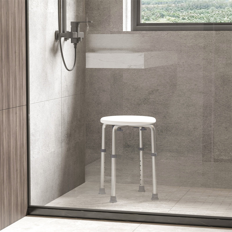Adjustable Non-Slip Shower And Bath Stool, 32.5Wx41dx35.5-54H Cm-Cream White