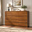 Commode double à 12 tiroirs en noyer au design moderne, grand meuble de rangement pour chambre à coucher