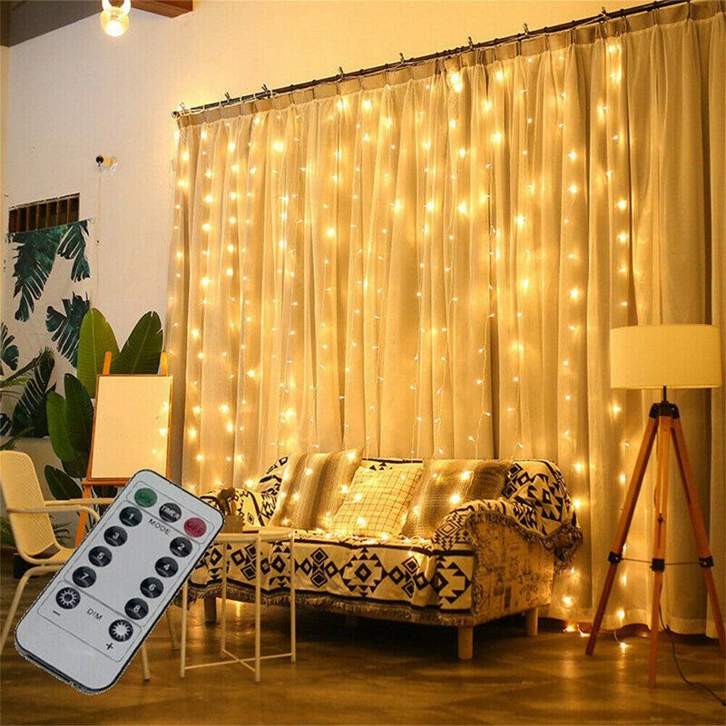 Natalina Indoor 300 - Bulb 118'' Plug-in LED Curtain String Light, Warm White