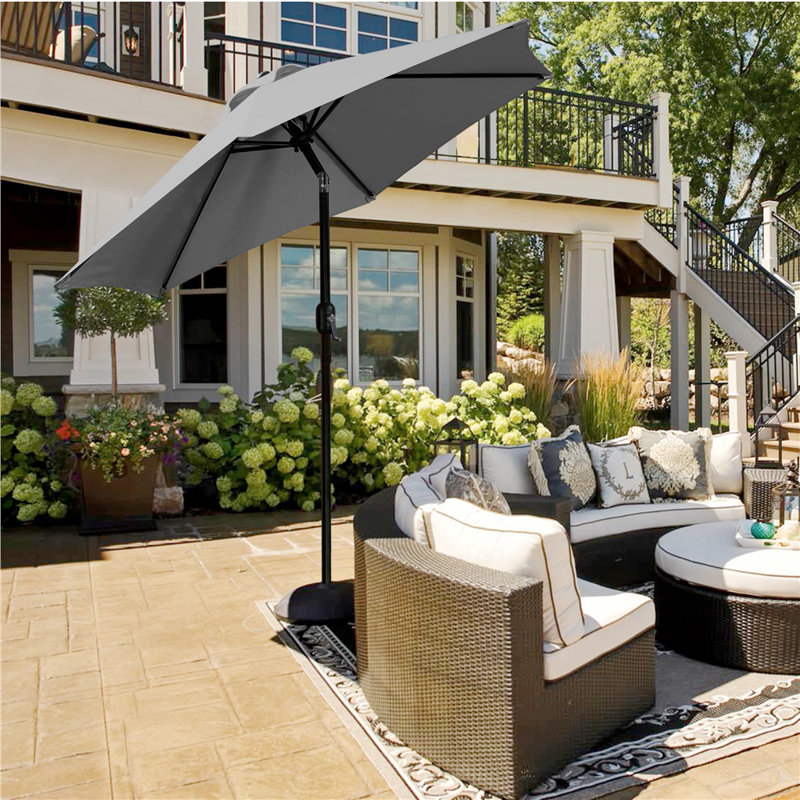 2.3m Garden Parasol Umbrella, Grey
