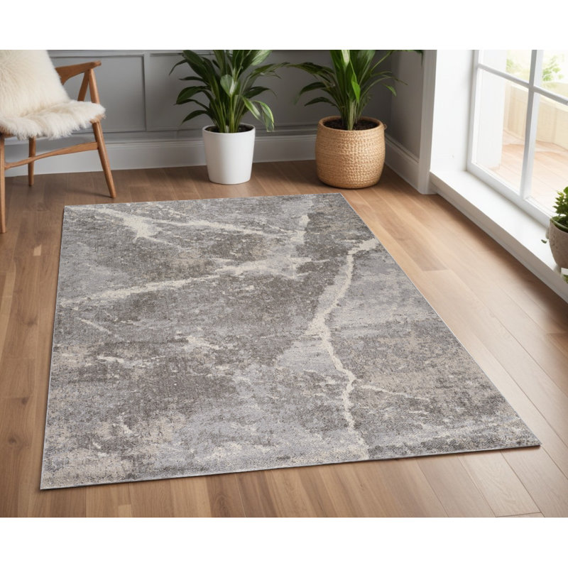 4' X 6' Gray and Ivory Abstract Area Rug