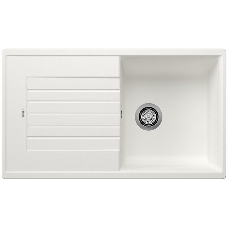 Zia Single Bowl Inset Kitchen Sink, White, 202mm H x 500mm W x 860mm L
