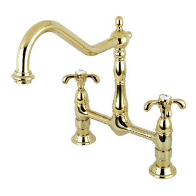 Kingston Brass French Country Two-Handle Deck Mount Bridge Kitchen Faucet