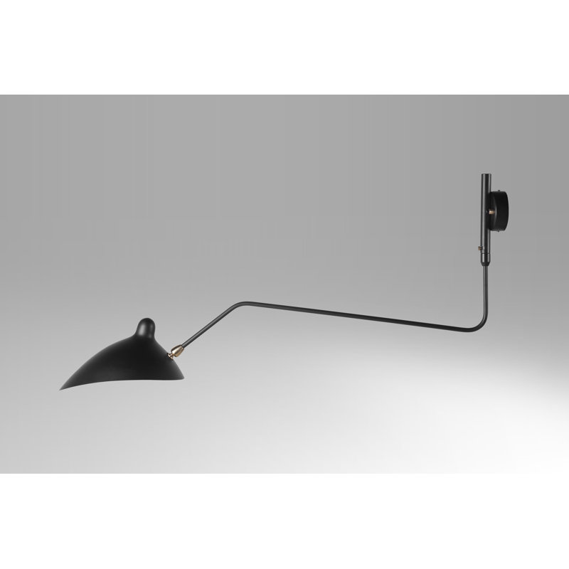 Modern 1-Light Matte Black Wall Sconce With A Black Aluminum Shade
