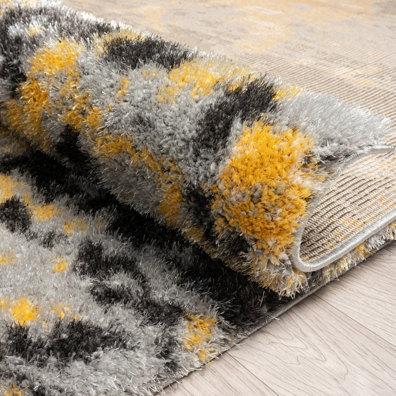 Loryssa Abstract Area Rug in Yellow, Rectangle 2' x 3'