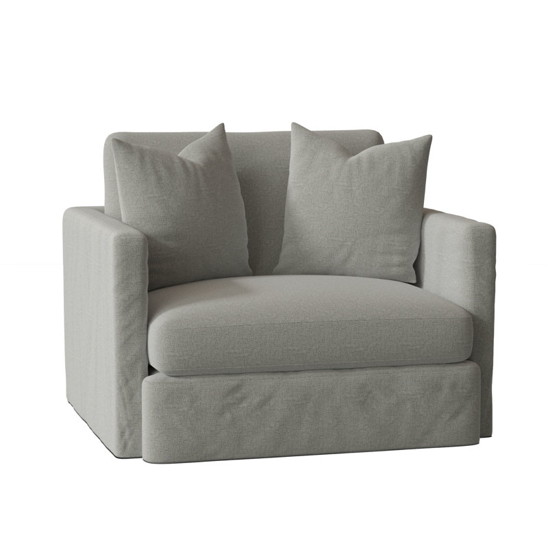 Hartig 47" Wide Down Cushion Slipcovered Armchair, Vault Spa Performance
