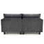 Causeuse moderne en chenille noire avec deux ports de charge USB et poches latérales, canapé compact à 2 places pour les petits espaces, les appartements et les bureaux
