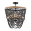 Lustre 3 lumières en bois délavé gris perlé