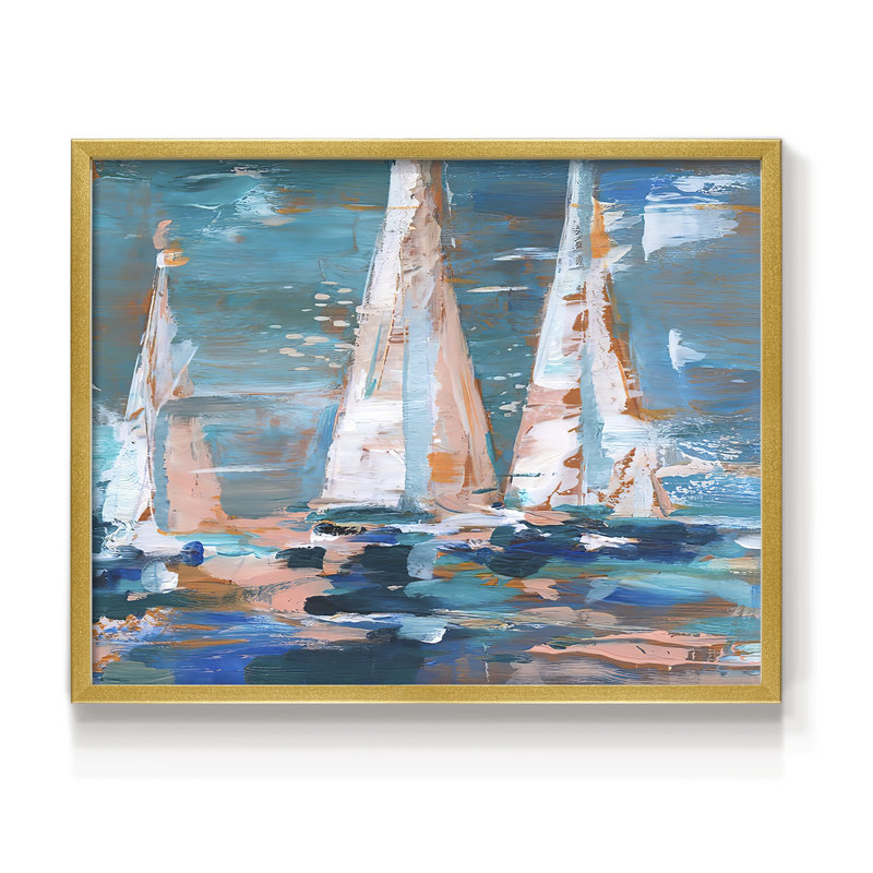 Pop Regatta II - Reproduction encadrée - Restickable, H 8 po x l 10 po, Doré