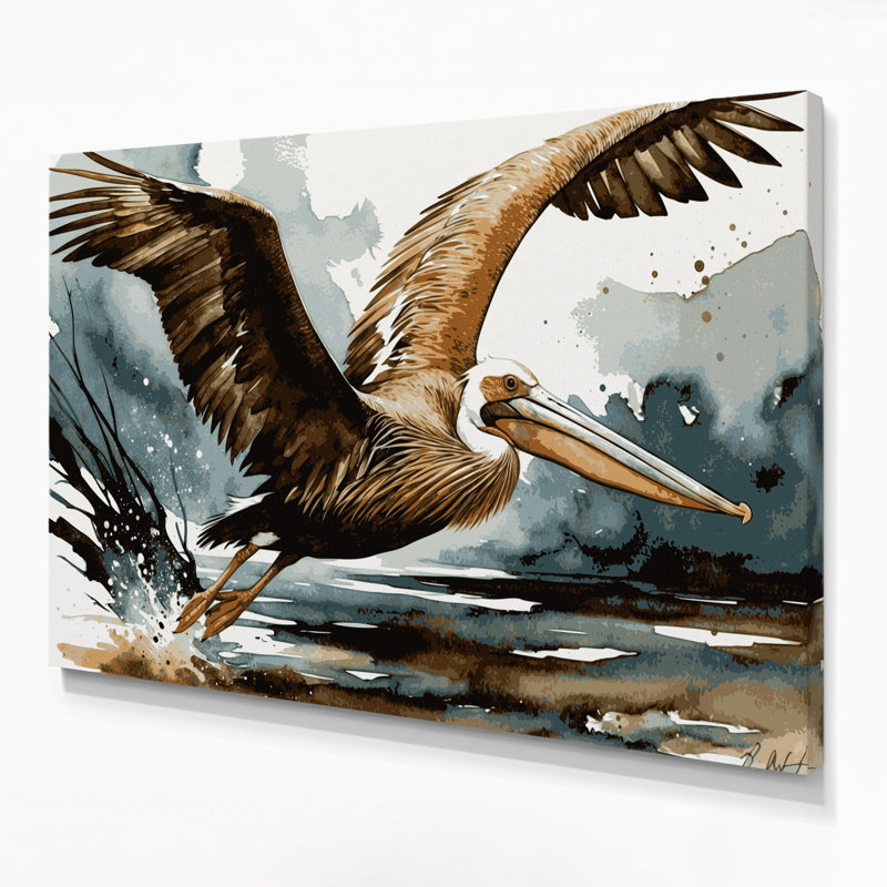 Birds Brown Pelican Brown Canvas Wall Art, 11" H x 14" W