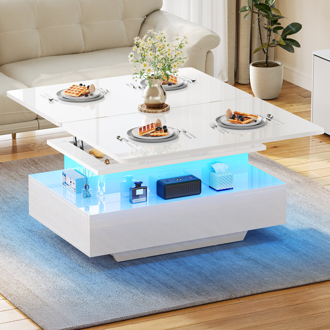 Lift Top Floor Shelf Coffee Table with Storage