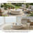Round Coffee Table, with Fiberglass Travertine Surface & 260 Lbs Capacity, No-Assembly Design & Waterproof Coating, Modern Luxury Style