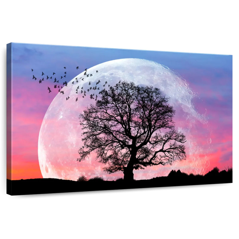 Silhouette d'arbre Harnek et d'oiseaux, H 26 po x l 39 po