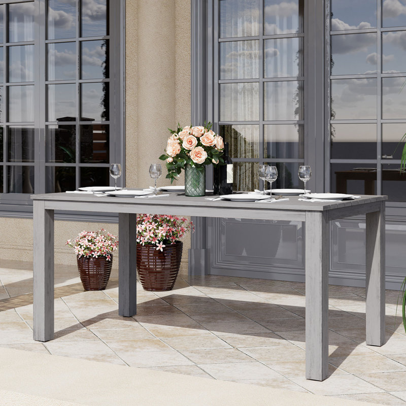 Calliana Rectangular Outdoor Dining Table , 157.48cm cm W 83.82cm cm D, Gray