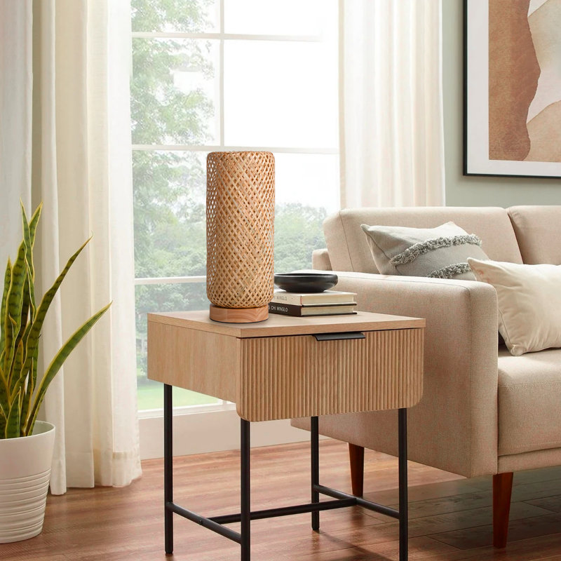 Lampe de table rustique en bambou Boho
