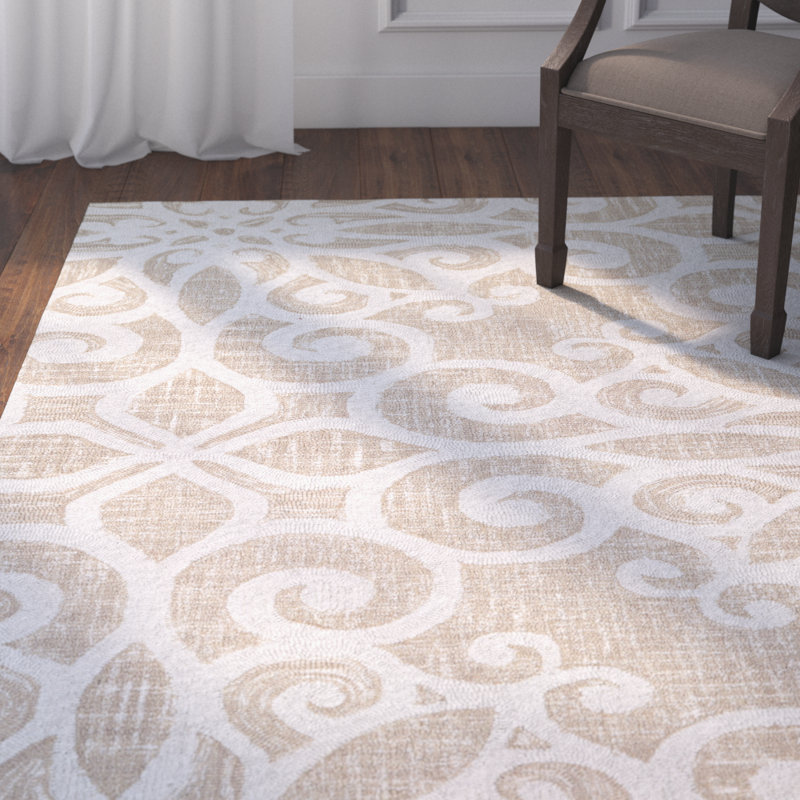 Tapis de zone crème/taupe tissé à la main Lissette, Rectangle 5 pi 2 po x 7 pi 4 po