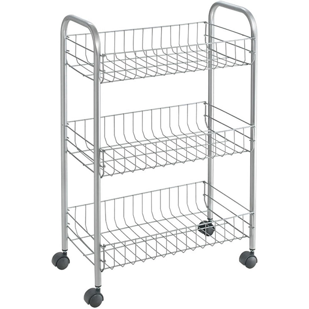 Metaltex Lugano 3-Tier Trolley with Wheels - Silver