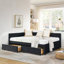 Structure de lit double capitonnée pleine grandeur avec deux tiroirs, structure de canapé-lit avec dossier confortable et accoudoirs, velours (79,5 po x 58 po x 25 po)-405390011