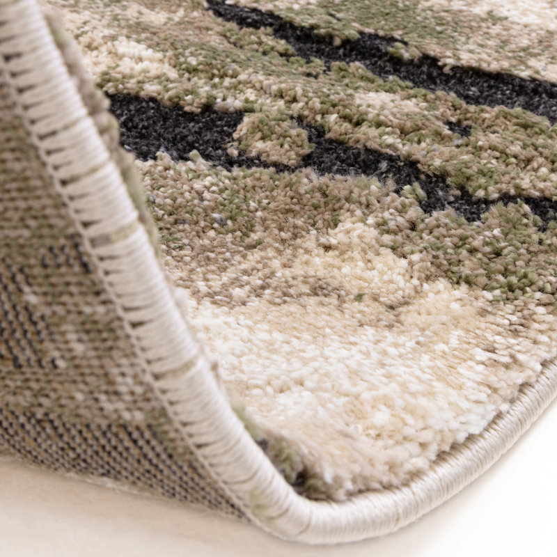 Decara Oasis Abstract High-Low Green Area Rug, Rectangle 200 x 290 cm