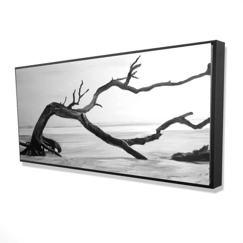 Dead Tree in Water - Gray Office Framed Canvas Decor