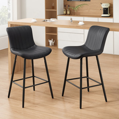 Ensemble de deux tabourets de comptoir avec revêtement en similicuir et pieds en métal, idéal pour la cuisine, la salle à manger et les maisons modernes