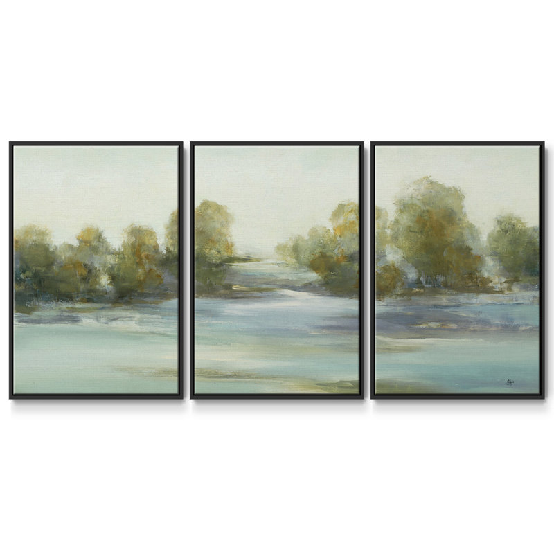 3 pièces de paysage apaisant III, H 40 po x l 78 po x P 2 po, Noir