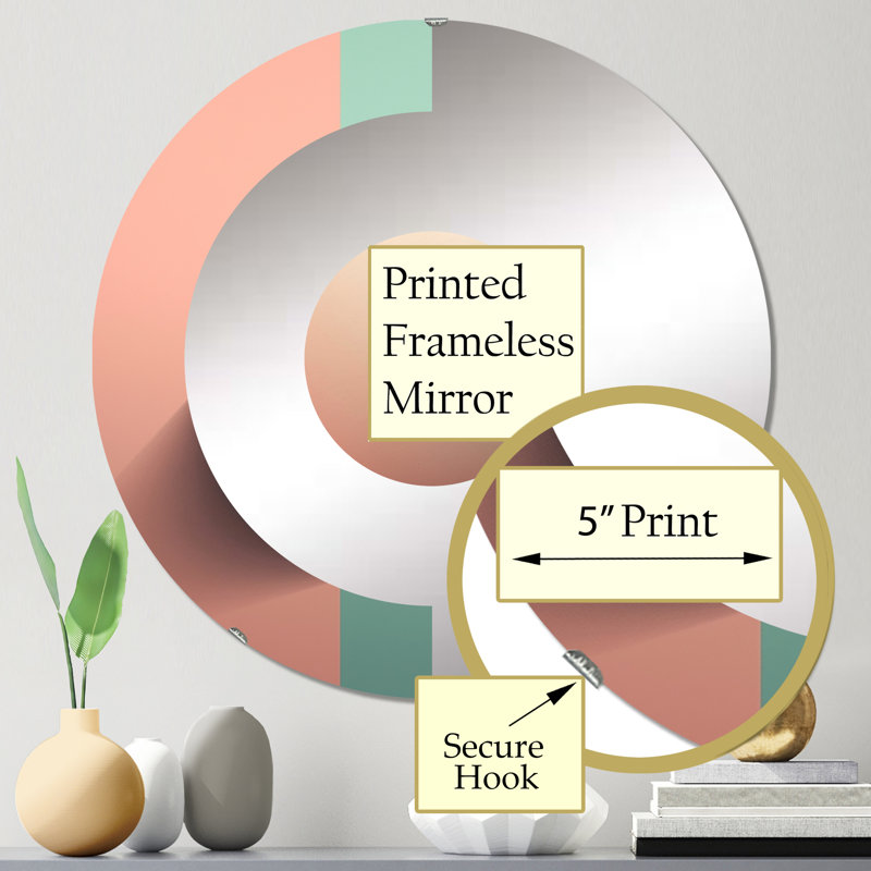 Miroir mural demi-cercle géométrique, 23,6 po x 23,6 po