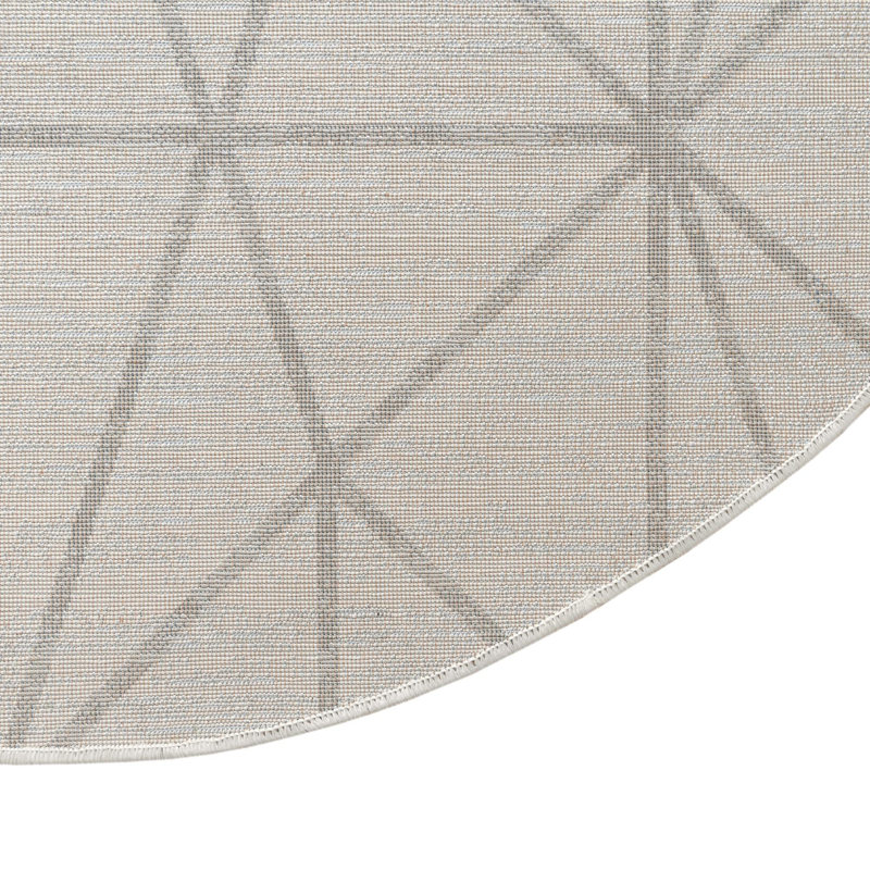 Tapis géométrique ivoire / gris Nuangola, Rond 8 pi