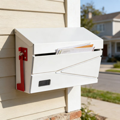 Wall Mount Mailbox With Solar Light And Flag - Large Capacity Rust-Proof Galvanized Steel Mailbox With Viewing Window For Easy Mail Check, Durable Out