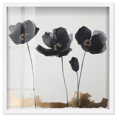 «Nocturnal Flowers I Shadowbox Print Elegant Floral Decor» par Art Remedy