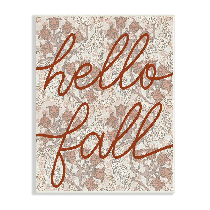 «Hello Fall Greeting Paisley Red Bellflower Vintage» par Daphne Polselli - impression, Plaque murale, H 19 po x l 13 po