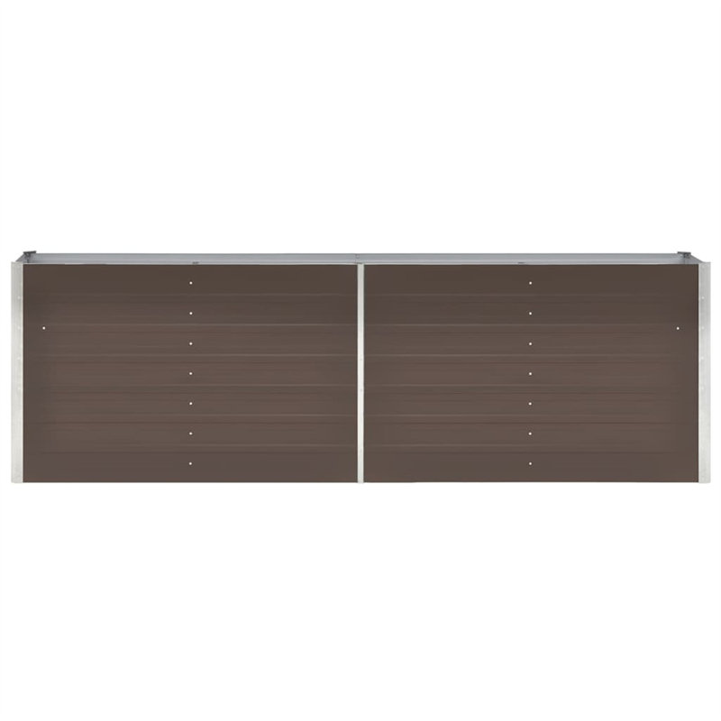 Raised garden bed in galvanized steel, 77cm H x 240cm W x 40cm D, Brown