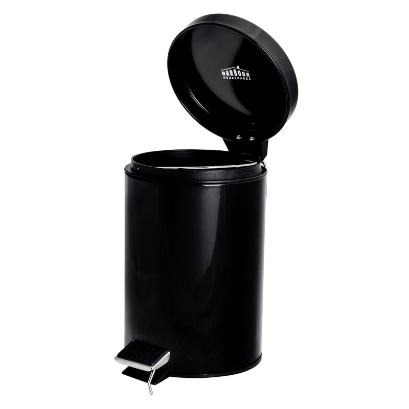 Harbour Housewares - Round Bathroom Pedal Bins, Black