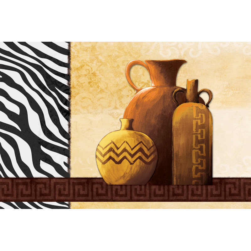 Zebra Pattern Brown Pot Still Life - Wrapped Canvas Art Prints, 30cm H x 46cm W