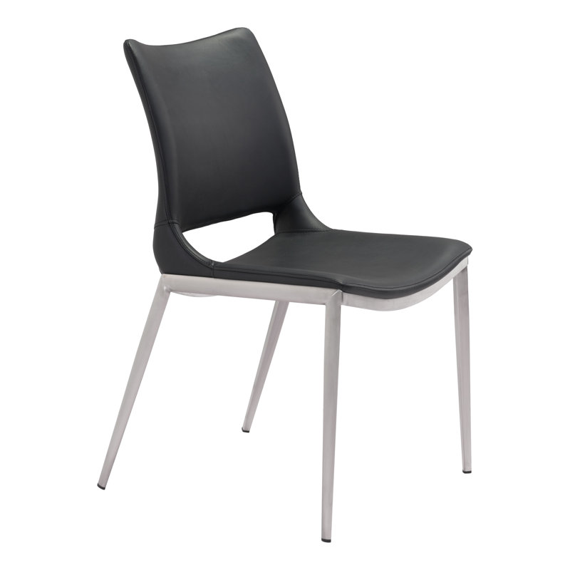 Ace 17.5'' H Upholstered Side Chair, Black, Chrome