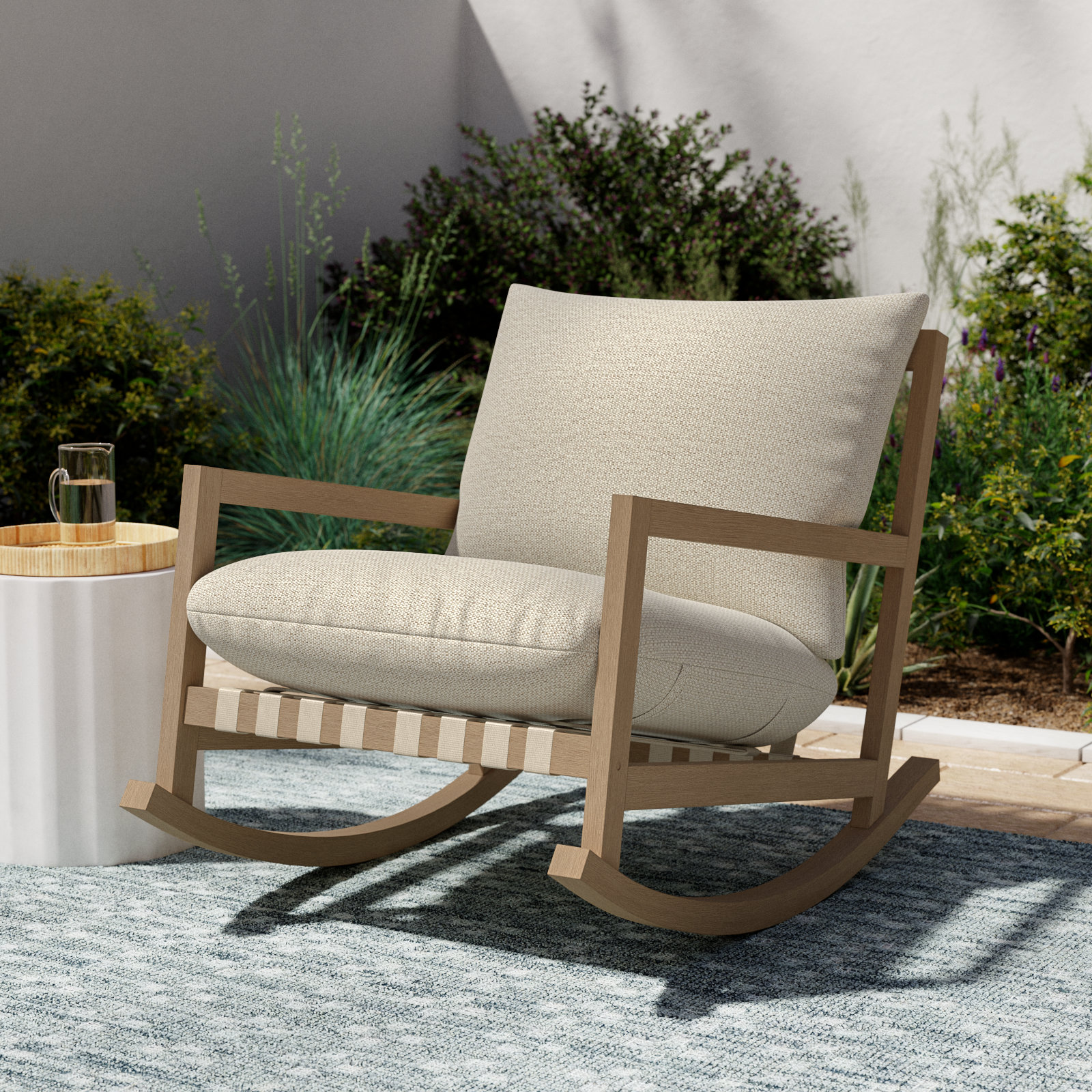 Copley Teak Outdoor Chair with Sunbrella® Cushions, Faye Sand
